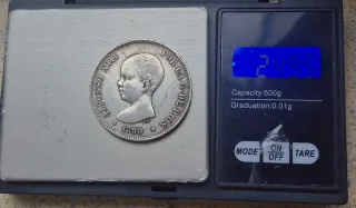 5 Pesetas Plata Alfonso XIII 1890