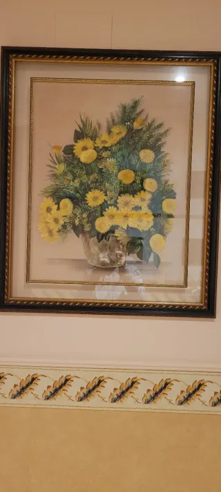 Cuadro Seda Pintado a Mano Flores