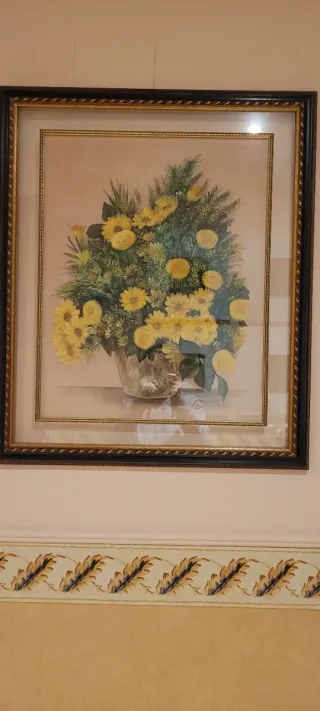 Cuadro Seda Pintado a Mano Flores