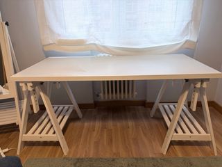 Mesa caballetes IKEA blanca