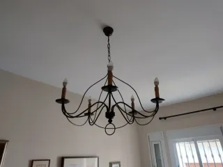 Lámpara forja candelabro 5 brazos