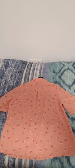 Camisa corta flamencos rosa