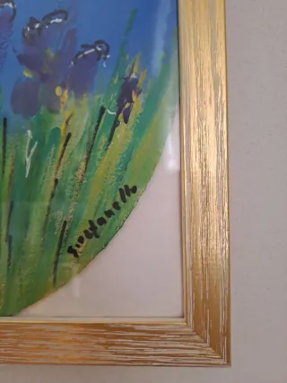 Dipinto su legno fiori viola