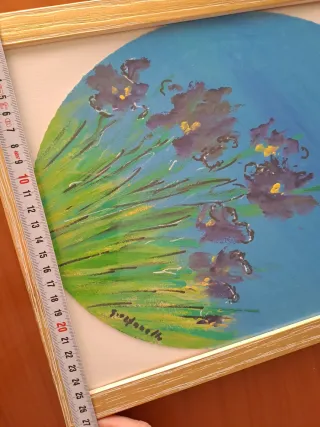 Dipinto su legno fiori viola