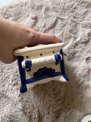 Brucia Profumo Vintage Ceramica Blu Bianco