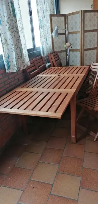 Mesa extensible teca y 6 sillas