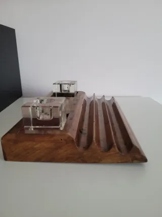 Set scrittura con 2 calamai in vetro