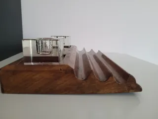 Set scrittura con 2 calamai in vetro