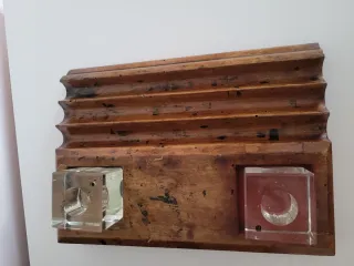 Set scrittura con 2 calamai in vetro