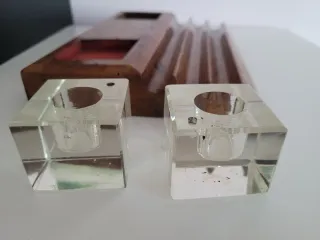 Set scrittura con 2 calamai in vetro