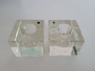 Set scrittura con 2 calamai in vetro