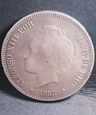 5 Pesetas Alfonso XIII 1893 Plata