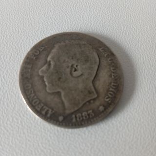 Moneda Plata Alfonso XII 1883 Ley .835 España