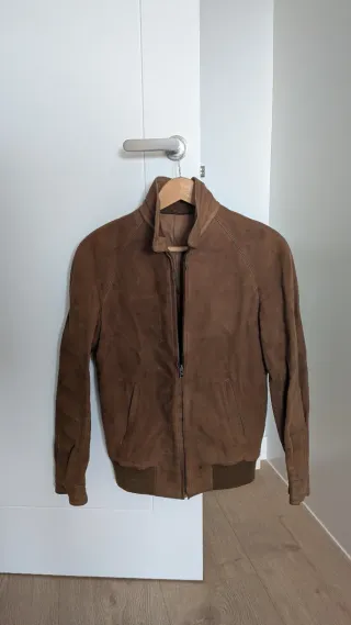 Chaqueta de ante/piel marrón mujer