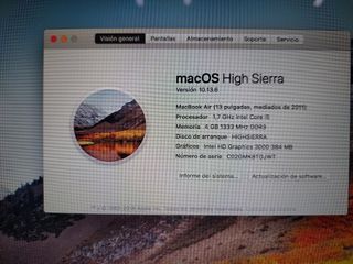 MacBook Air Plata macOS High Sierra