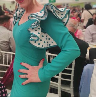 Traje Flamenca Ana Barroso Lunares Verde