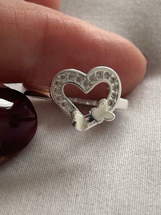 Anillo Corazón Plata con Mariposas y Circonitas