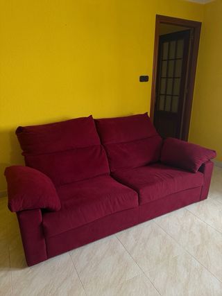 Sofá 2 Plazas Rojo Tela