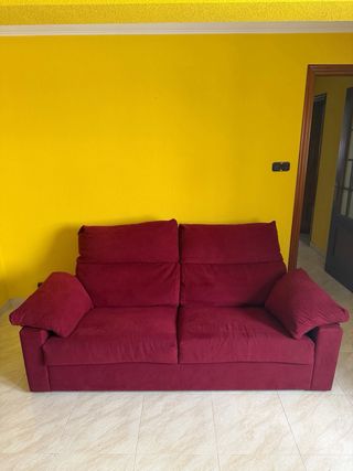Sofá 2 Plazas Rojo Tela