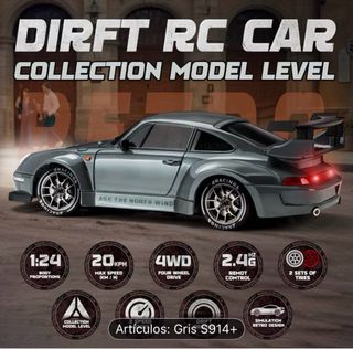 Coche RC Drift Escala 1:24 Gris