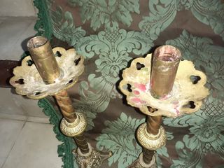 Pareja Candelabros Antiguos Bronce