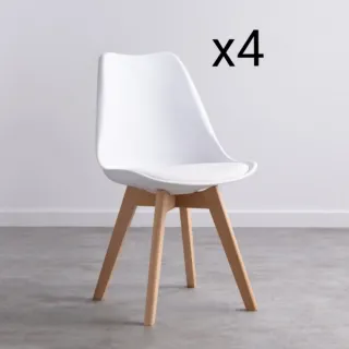 Pack 4 Sillas Comedor Nórdicas Blancas