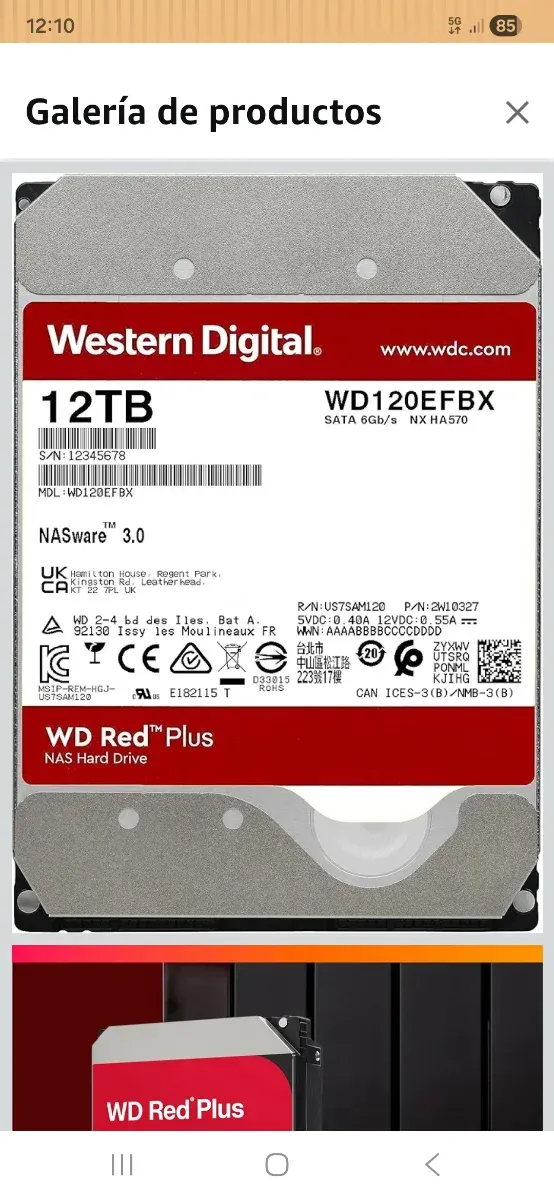WD Red Plus 12TB HDD NAS Disco duro Interno