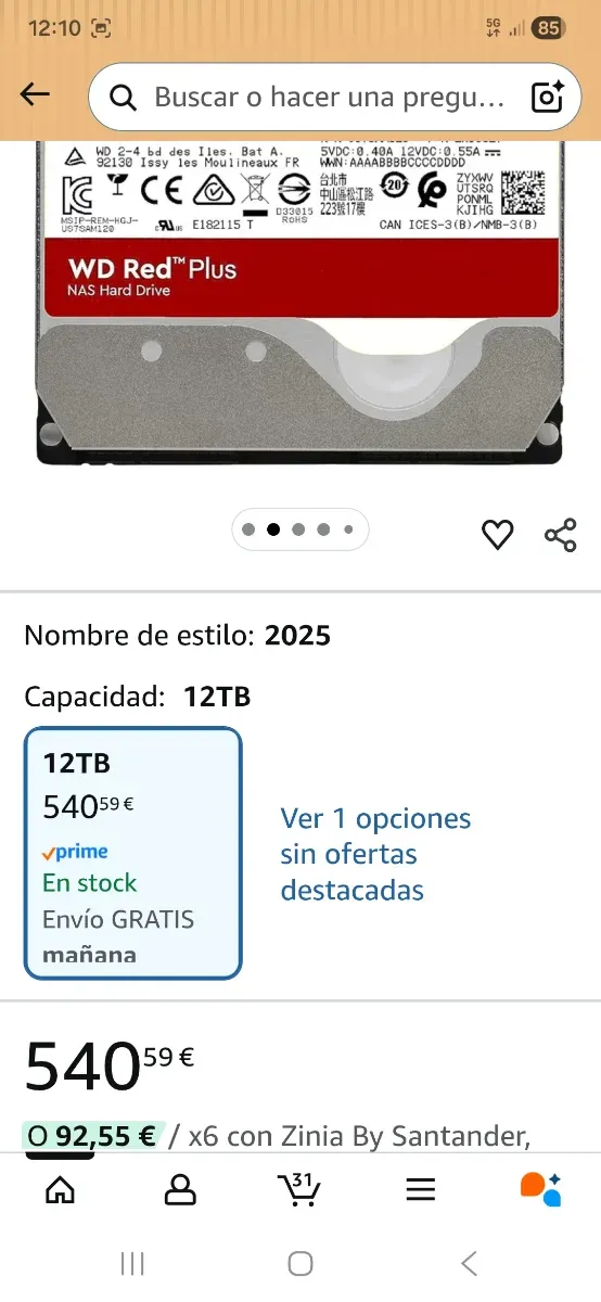 WD Red Plus 12TB HDD NAS Disco duro Interno