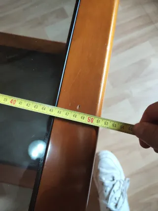 Mesa baja cuadrada madera y cristal