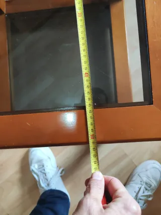 Mesa baja cuadrada madera y cristal