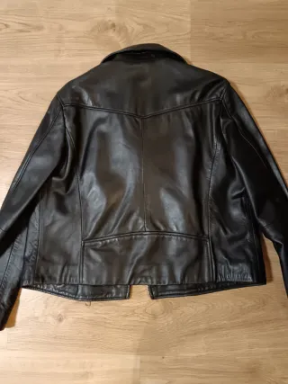 Cazadora Piel Auténtica Mango Negra