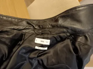 Cazadora Piel Auténtica Mango Negra