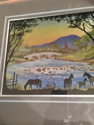 Stampa Dufex Vintage Cavalli al Fiume