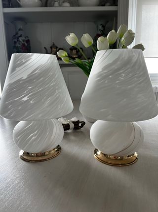 Coppia Lampade Vetro Murano Comodino