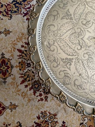 Bandeja Marroquí Metal Dorada