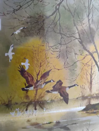 Stampa Dufex Foil Art Anatre in paesaggio autunnal