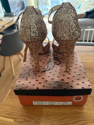 Tacones mujer Talla 39 Marrón y Dorado
