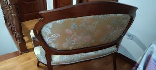 Asiento de recibidor de madera y tela