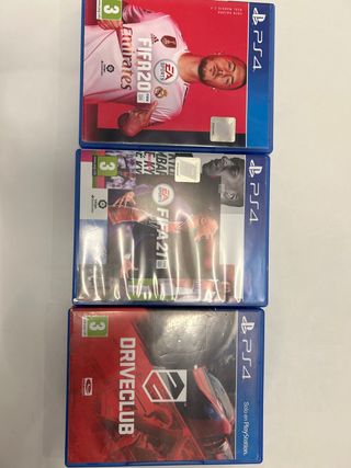 Lote 3 Juegos PS4: FIFA 20, FIFA 21, Driveclub