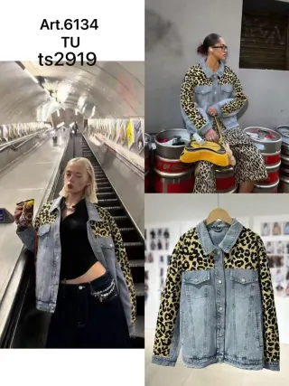 Chaqueta vaquera leopardo talla única