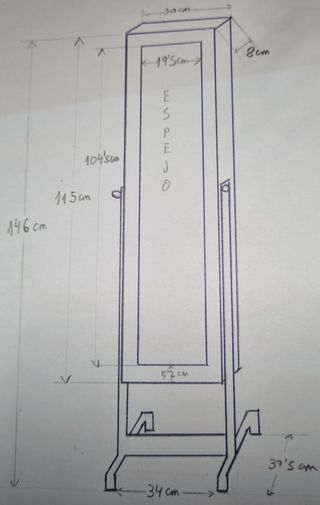 Armario joyero de pie blanco