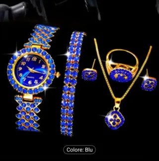 Set 6 Gioielli Donna Orologio Blu