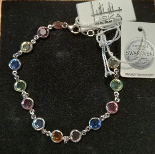 Pulsera Plata Cristales Swarovski Multicolor