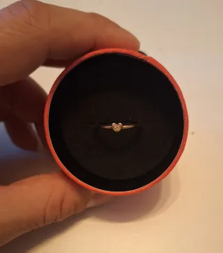 Anillo Pandora Oro Rosa 14K Corazón Circonita T54