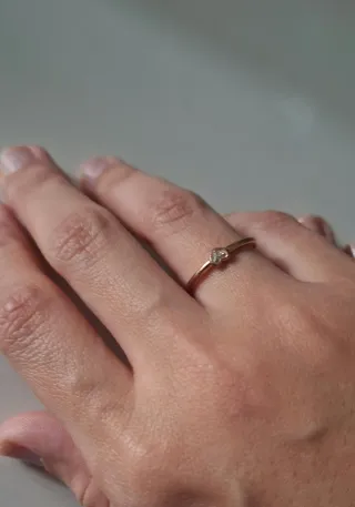 Anillo Pandora Oro Rosa 14K Corazón Circonita T54