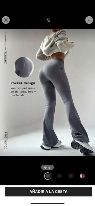 Leggings deportivos grises acampanados