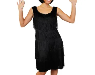 Vestido Negro Flecos Estilo Gángster Niña