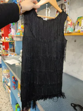 Vestido Negro Flecos Estilo Gángster Niña