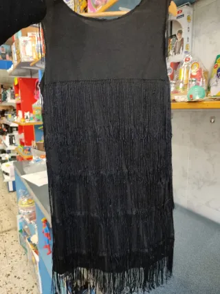 Vestido Negro Flecos Estilo Gángster Niña