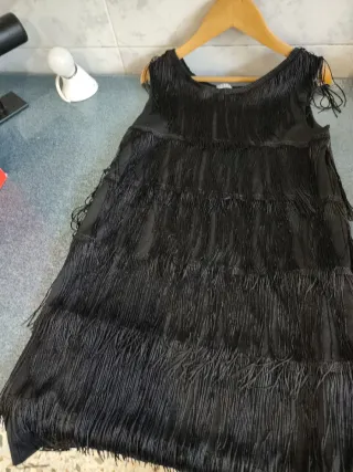 Vestido Negro Flecos Estilo Gángster Niña